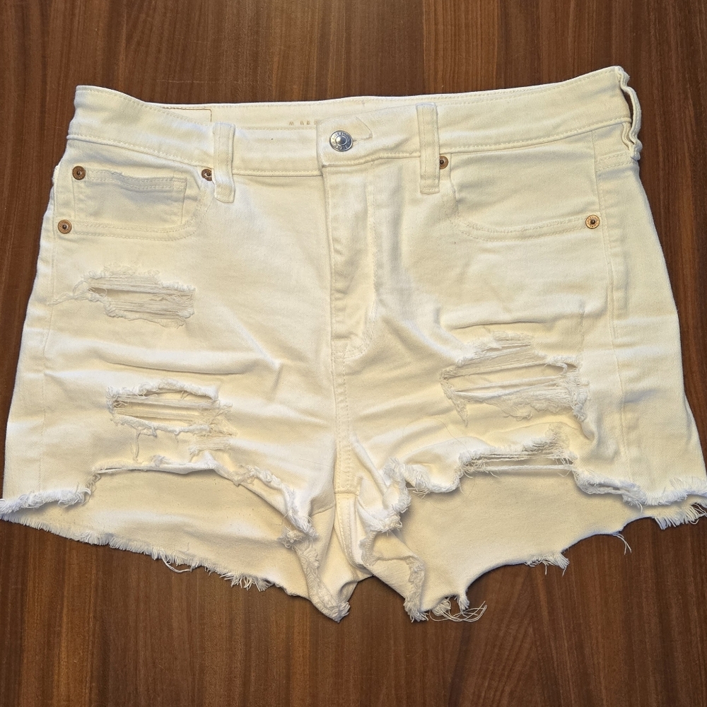 American Eagle White Ripped Shorts Size 10